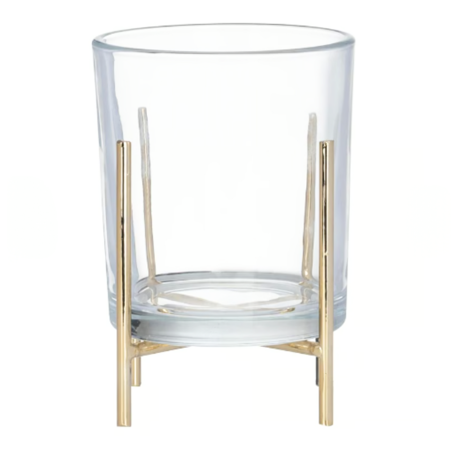 Porta Vela Vidrio con Estructura Dorada